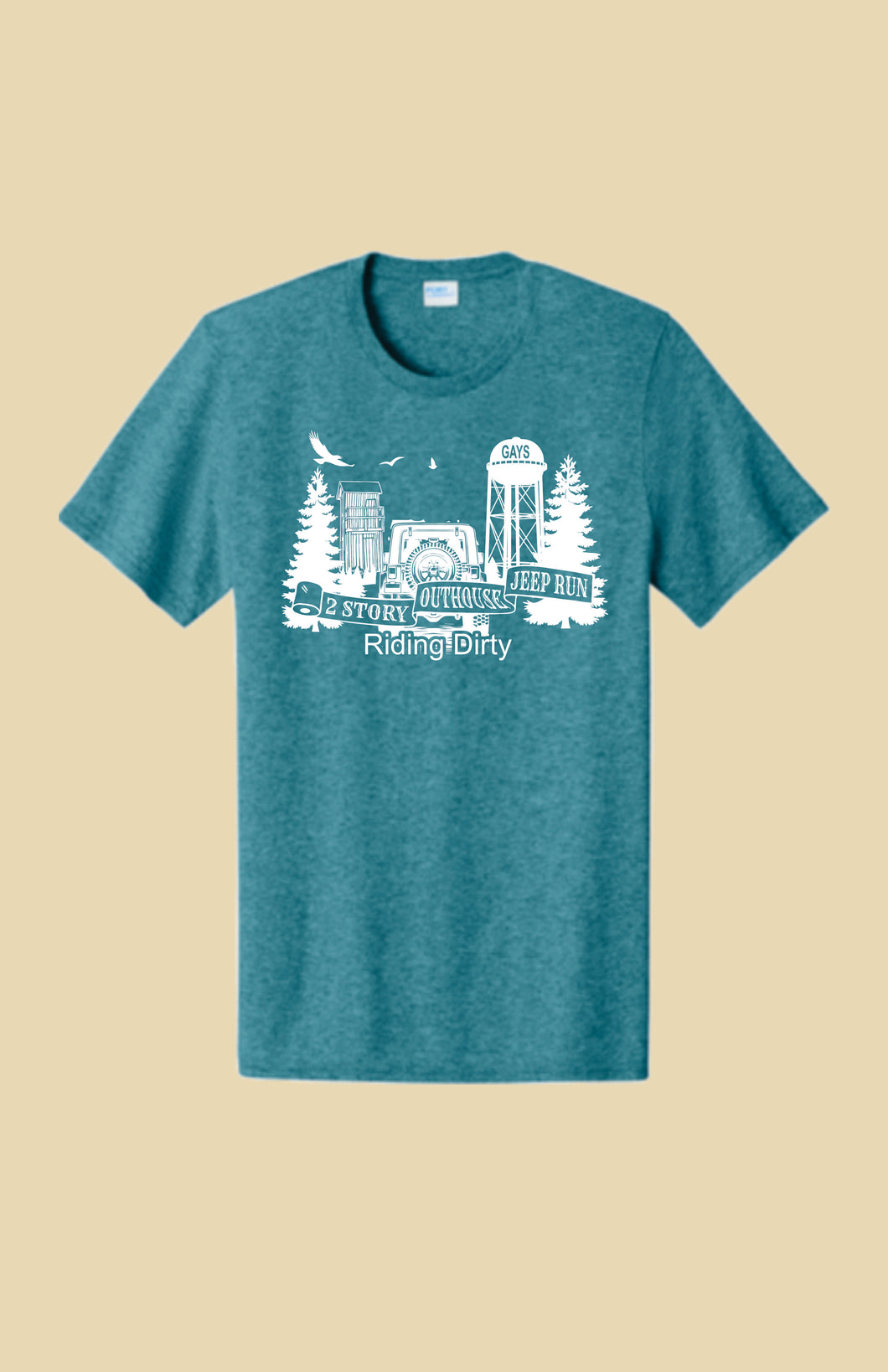 Outhouse Festival Jeep Run 2025 shirt Vivid Heather Teal $20/$25